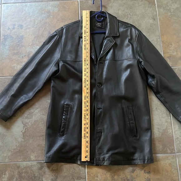Vintage 90s mossimo long leather coat men’s size large genuine leather - Picture 10 of 14